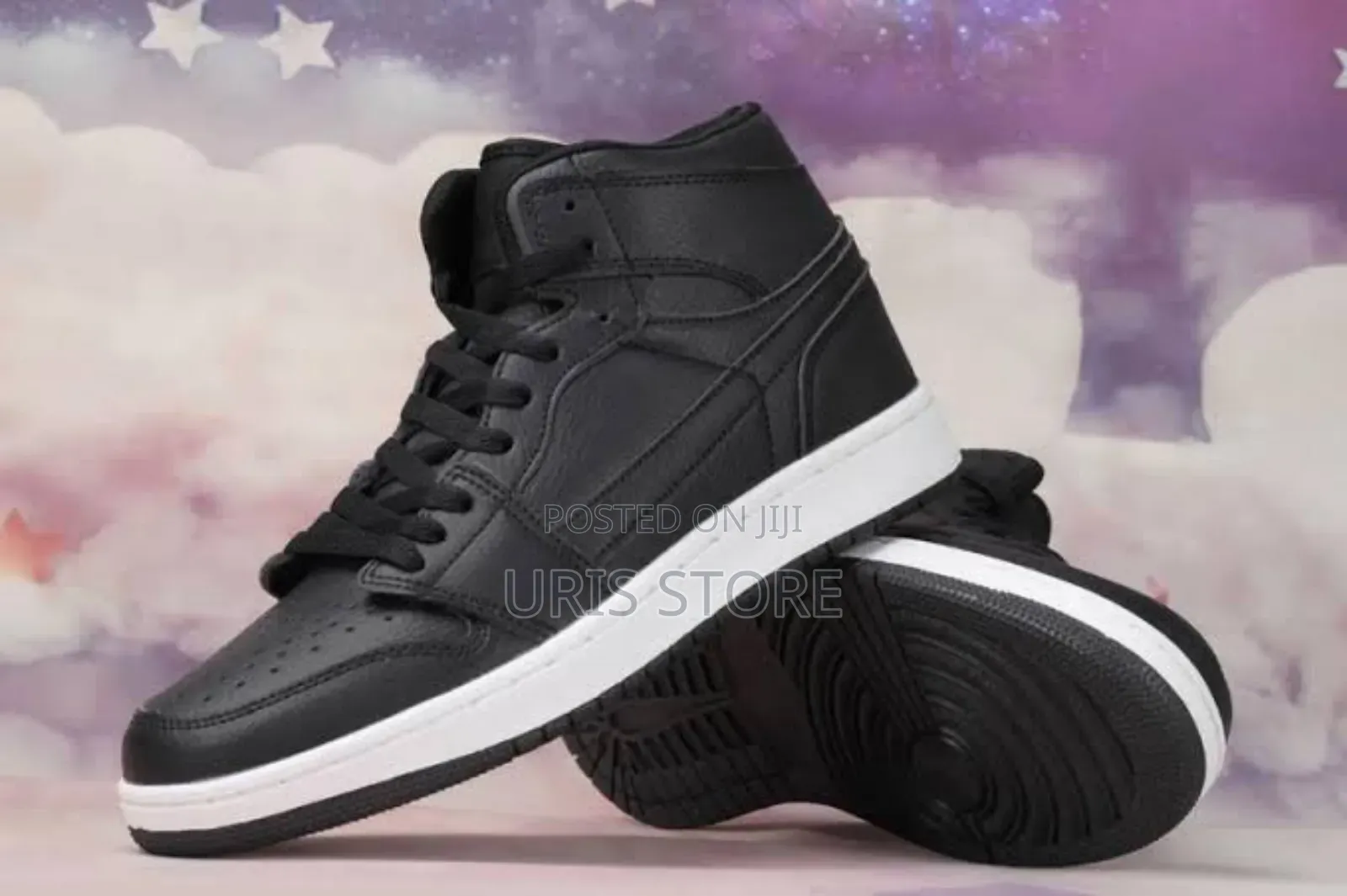 Black Ankle Top Leather Sneakers