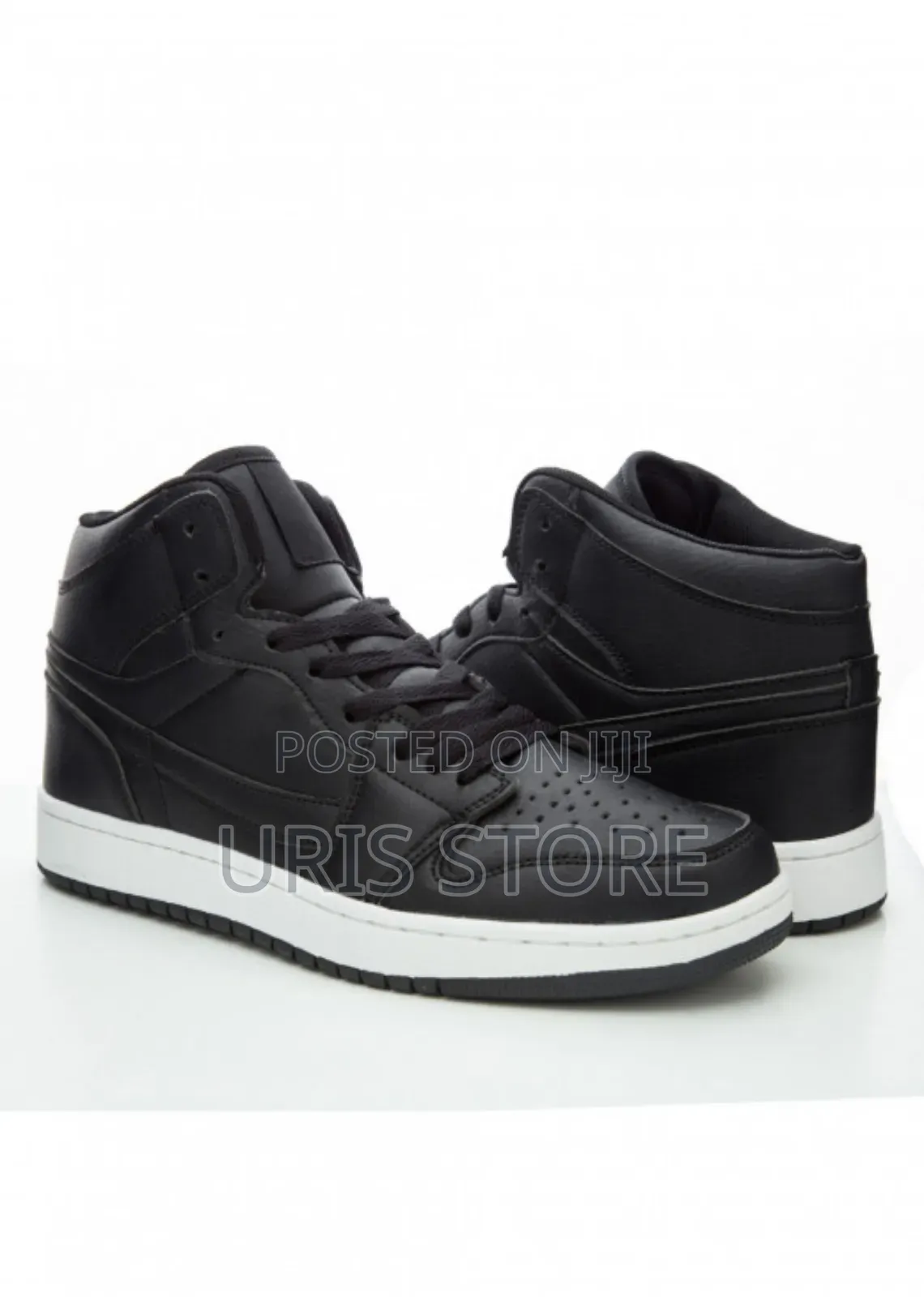 Black Ankle Top Leather Sneakers