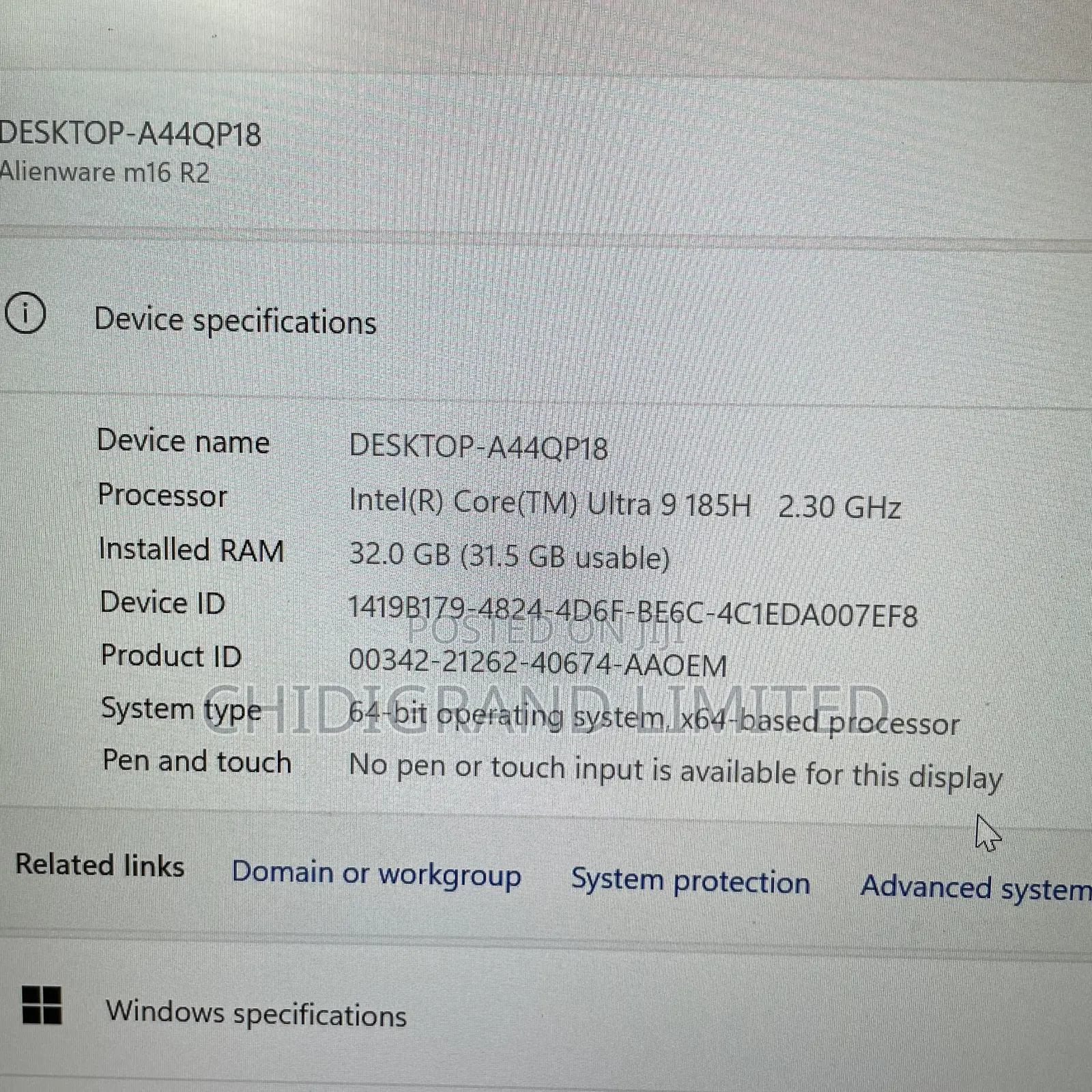 Laptop Dell Alienware M16 R2 32GB Intel Core Ultra 9 SSD 1T