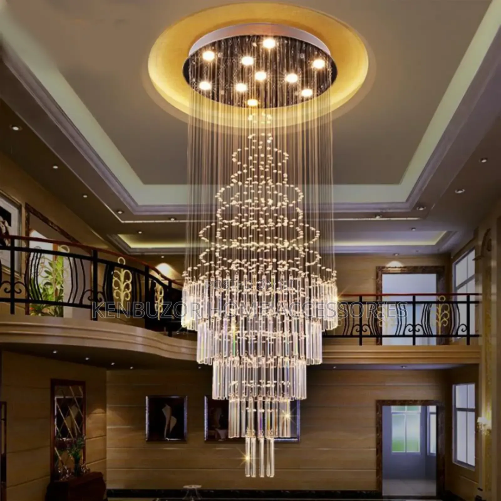 Gold Crystal Duplex Staircase Hotel Chandelier Light