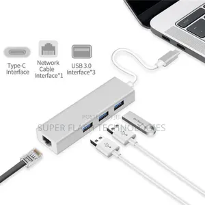 Usb-C to Ethernet Adapter With 3 Port Usb3.0