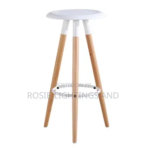 High Bar Stool With Beechwood Legs - White