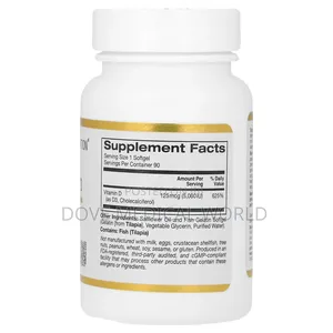 Vitamin D3, 125 MCG (5,000 Iu), 90 Fish Gelatin Softgels