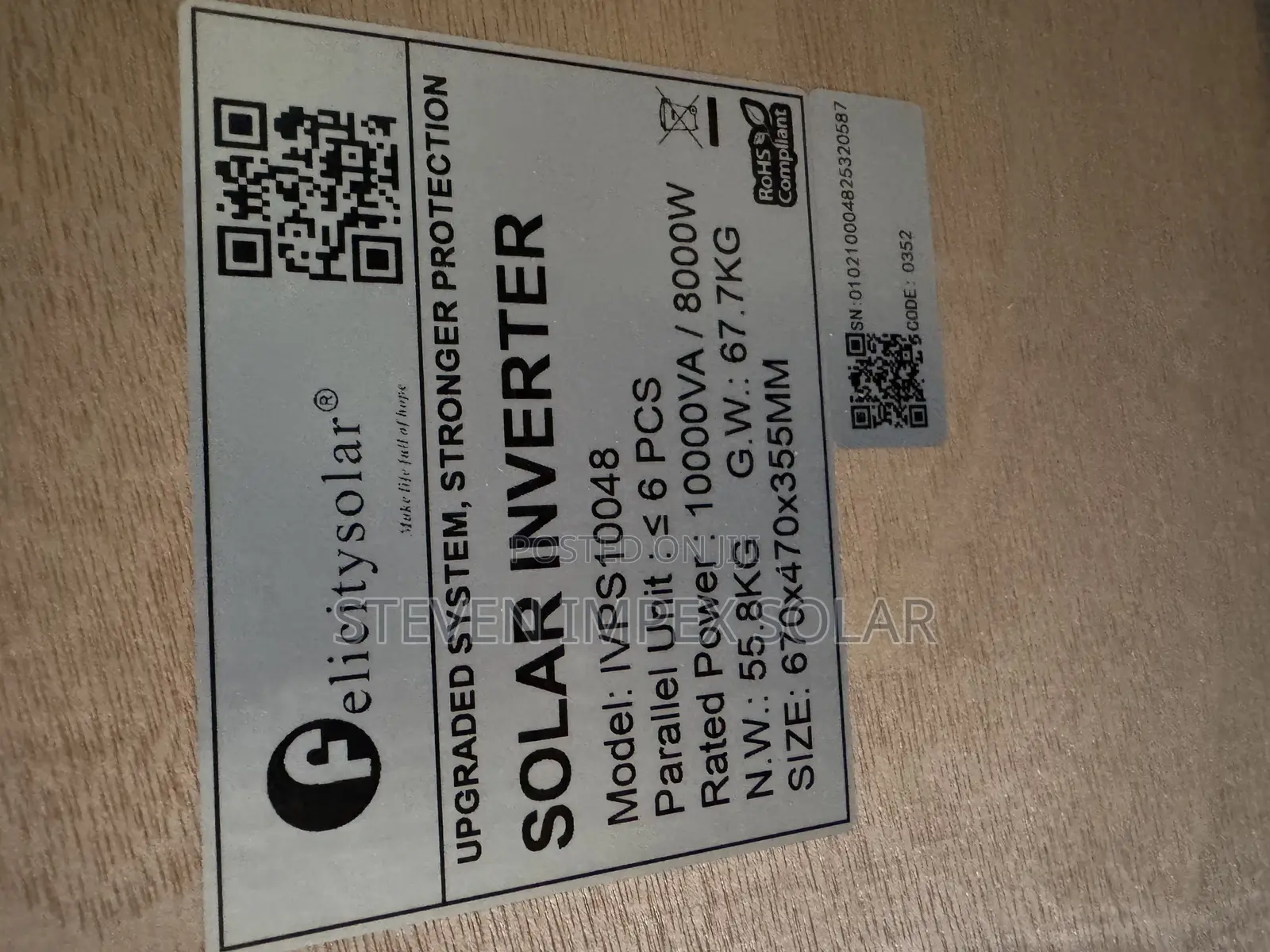Felicity Solar Inverter Ivps 10kva 48v