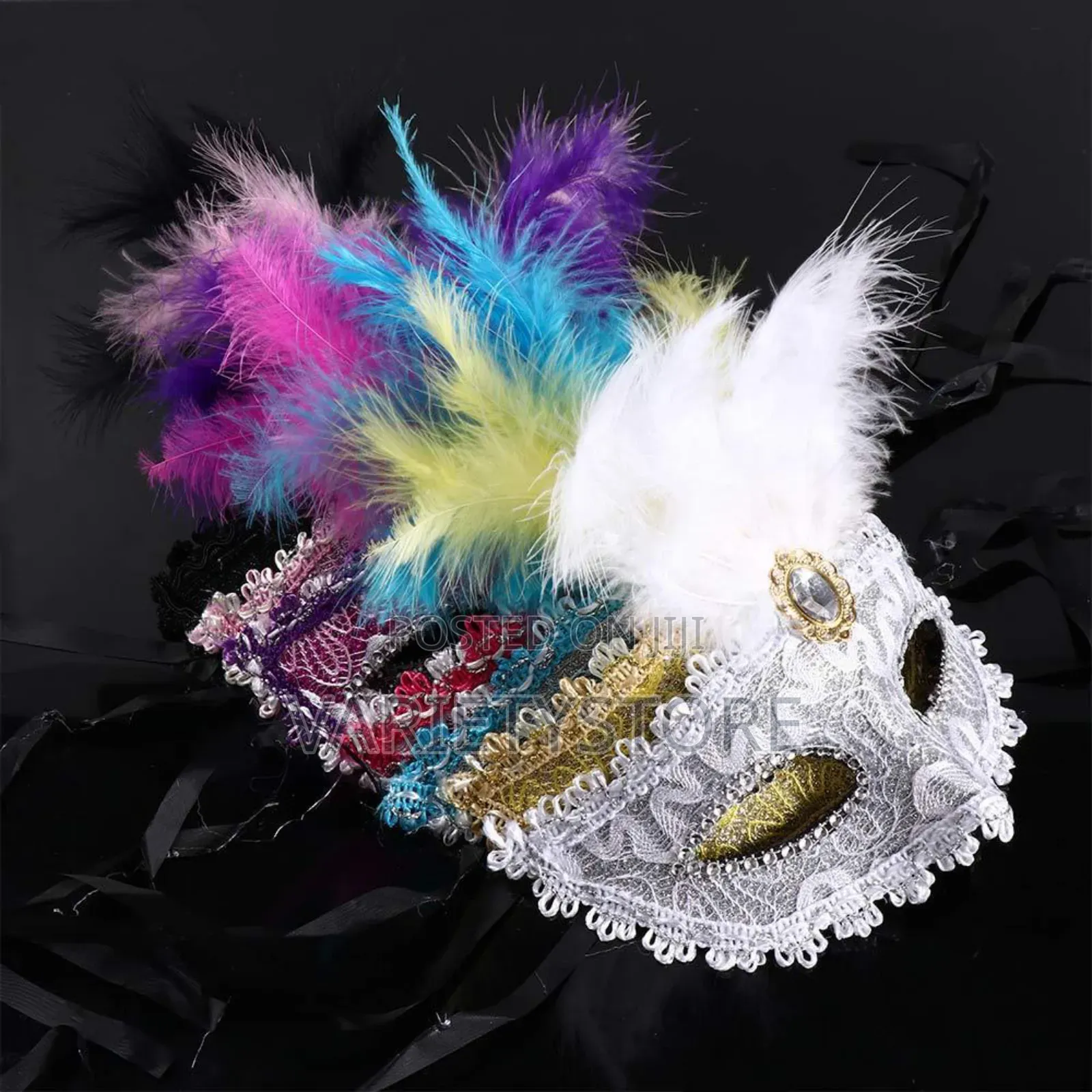 Peacock Feathers Half Face Halloween Party Mask