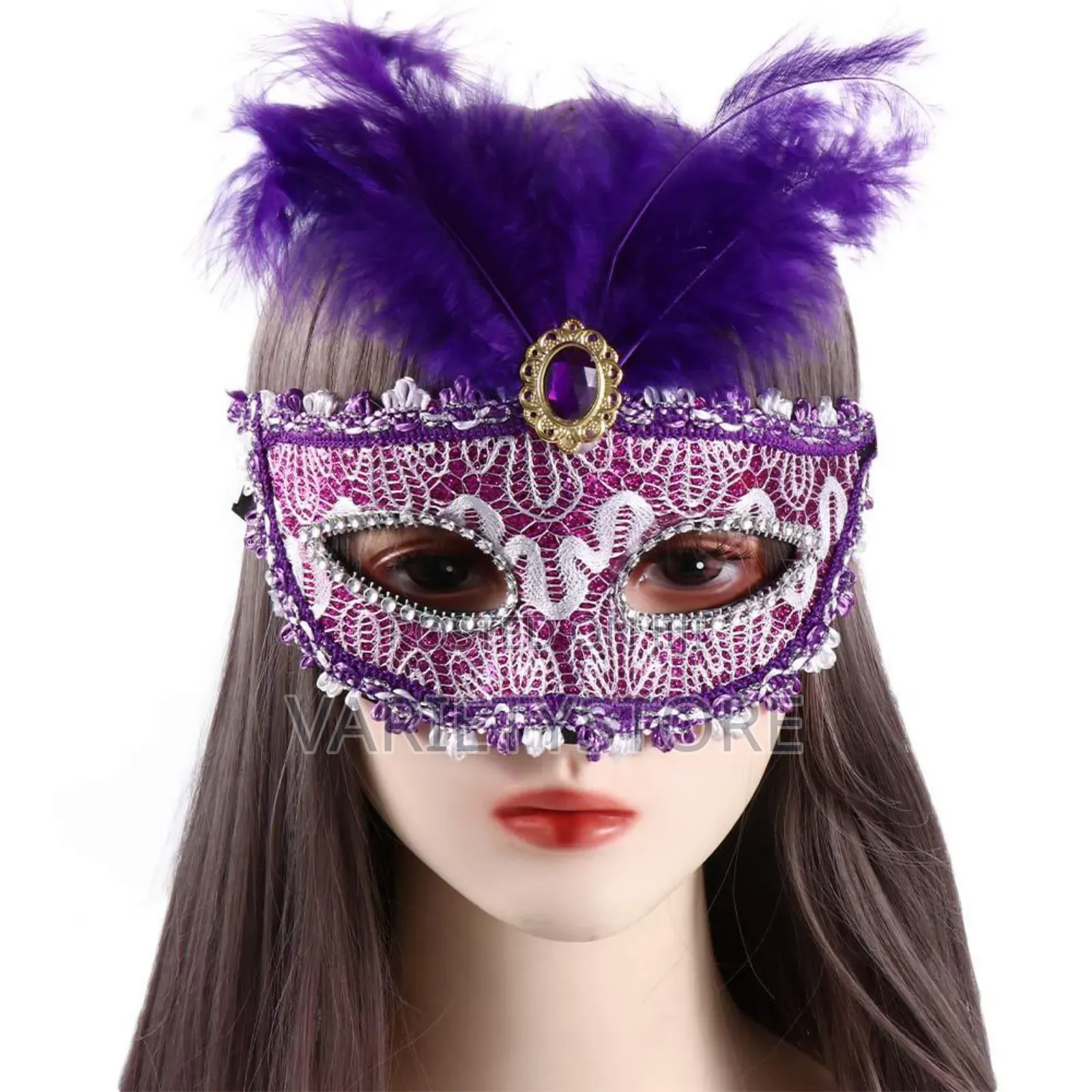Peacock Feathers Half Face Halloween Party Mask