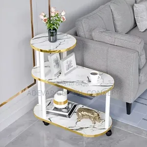 Nordic Marble Pattern Solid Wood Side Coffee Table With Storage