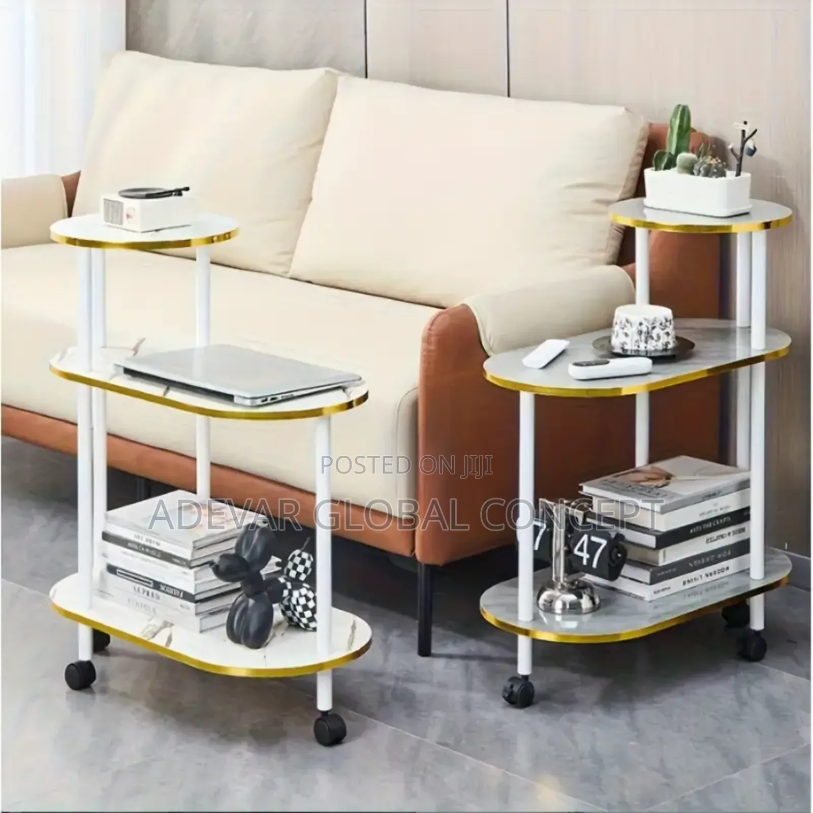 Nordic Marble Pattern Solid Wood Side Coffee Table With Storage