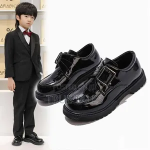 Boys Glossy Buckle Covered Shoe