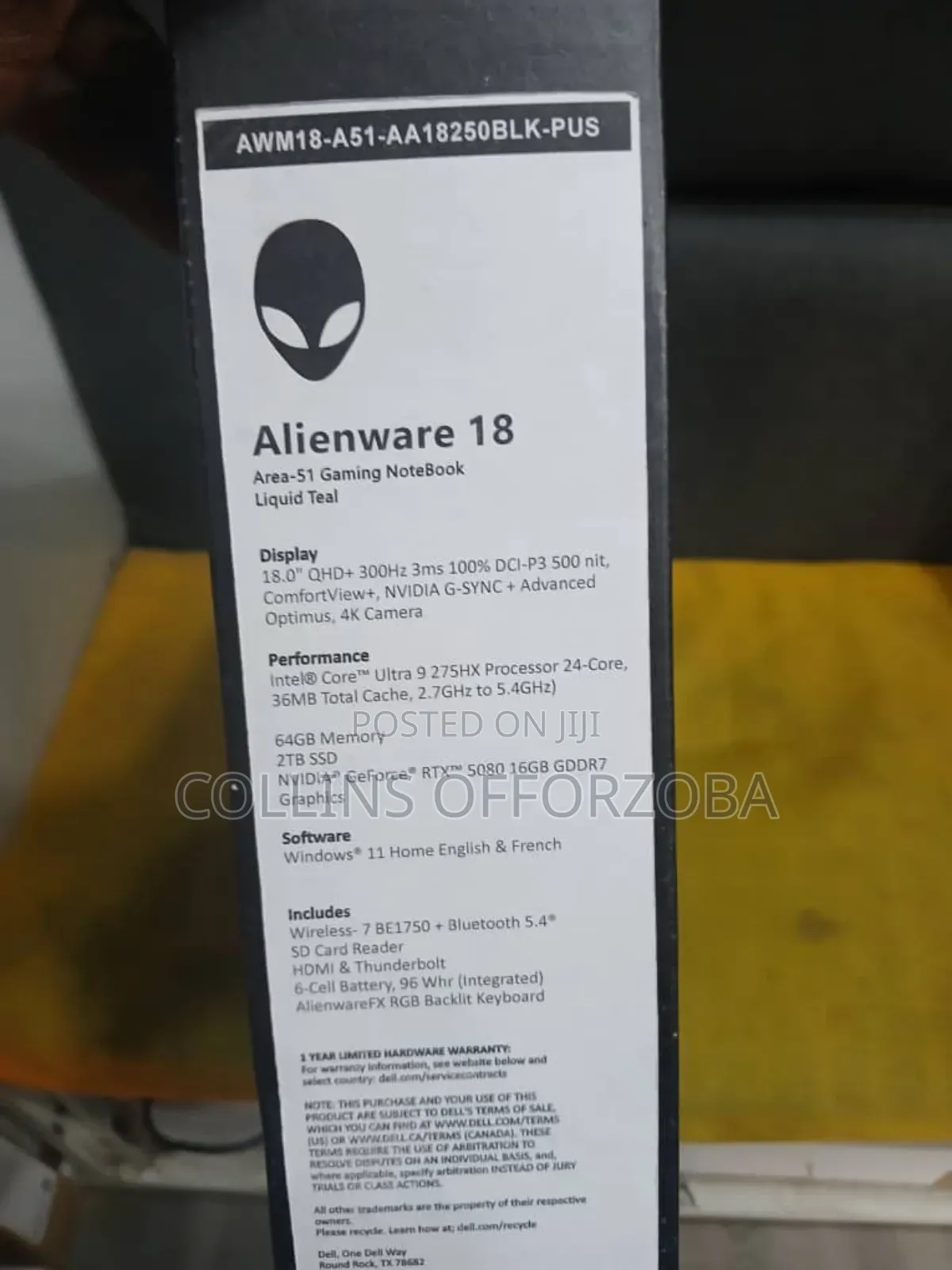 New Laptop Alienware Area-51m 64GB Intel Core Ultra 9 SSD 2T