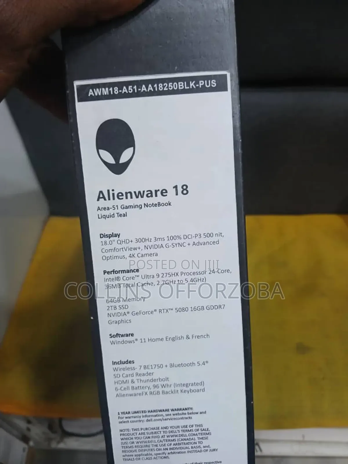 New Laptop Alienware Area-51m 64GB Intel Core Ultra 9 SSD 2T