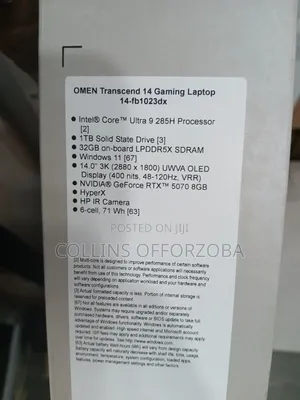New Laptop HP Omen Transcend 14-Fb0023dx 32GB Intel Core Ultra 9 SSD 1T