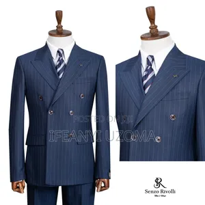 Good Double Breasted Stribe Men Suit