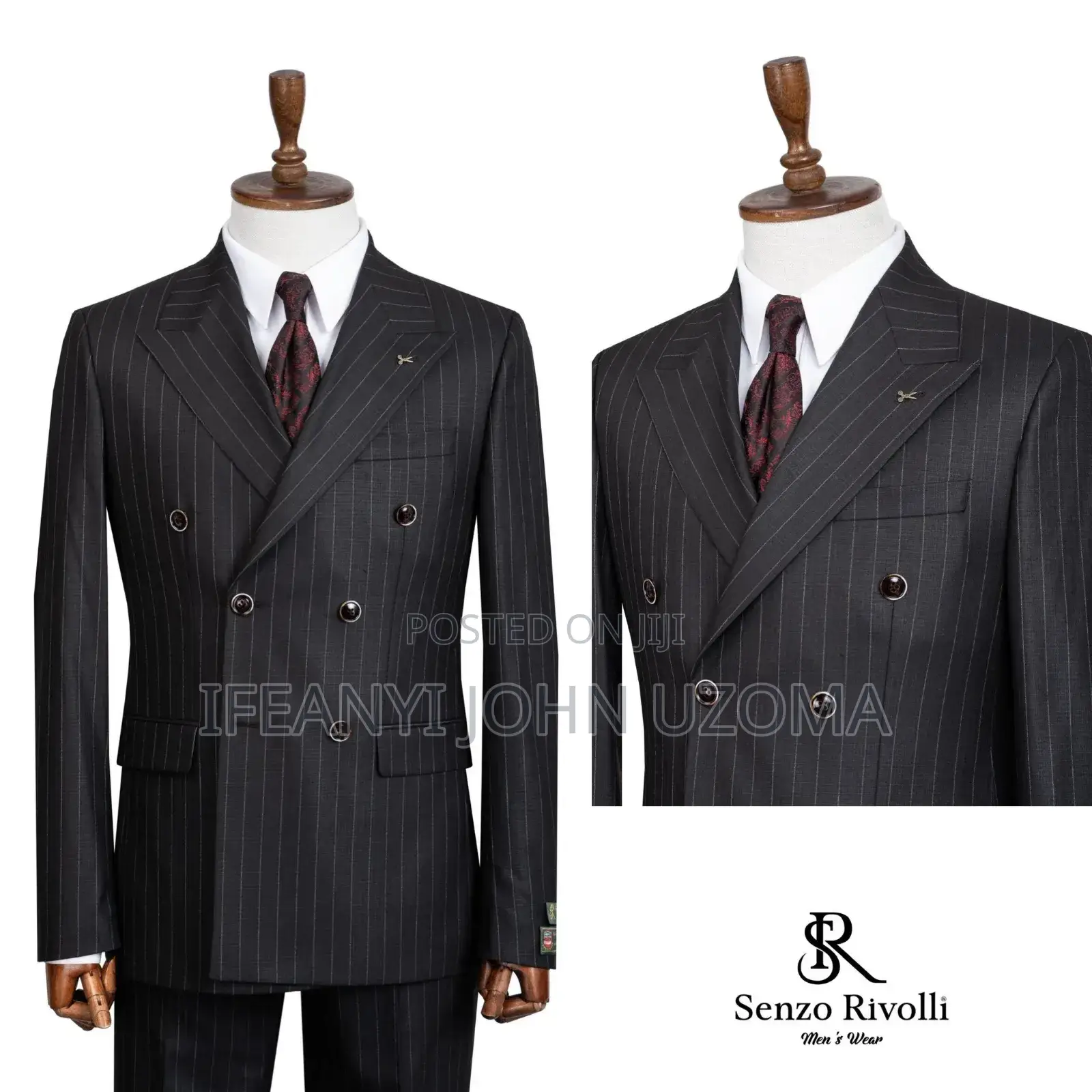 Good Double Breasted Stribe Men Suit