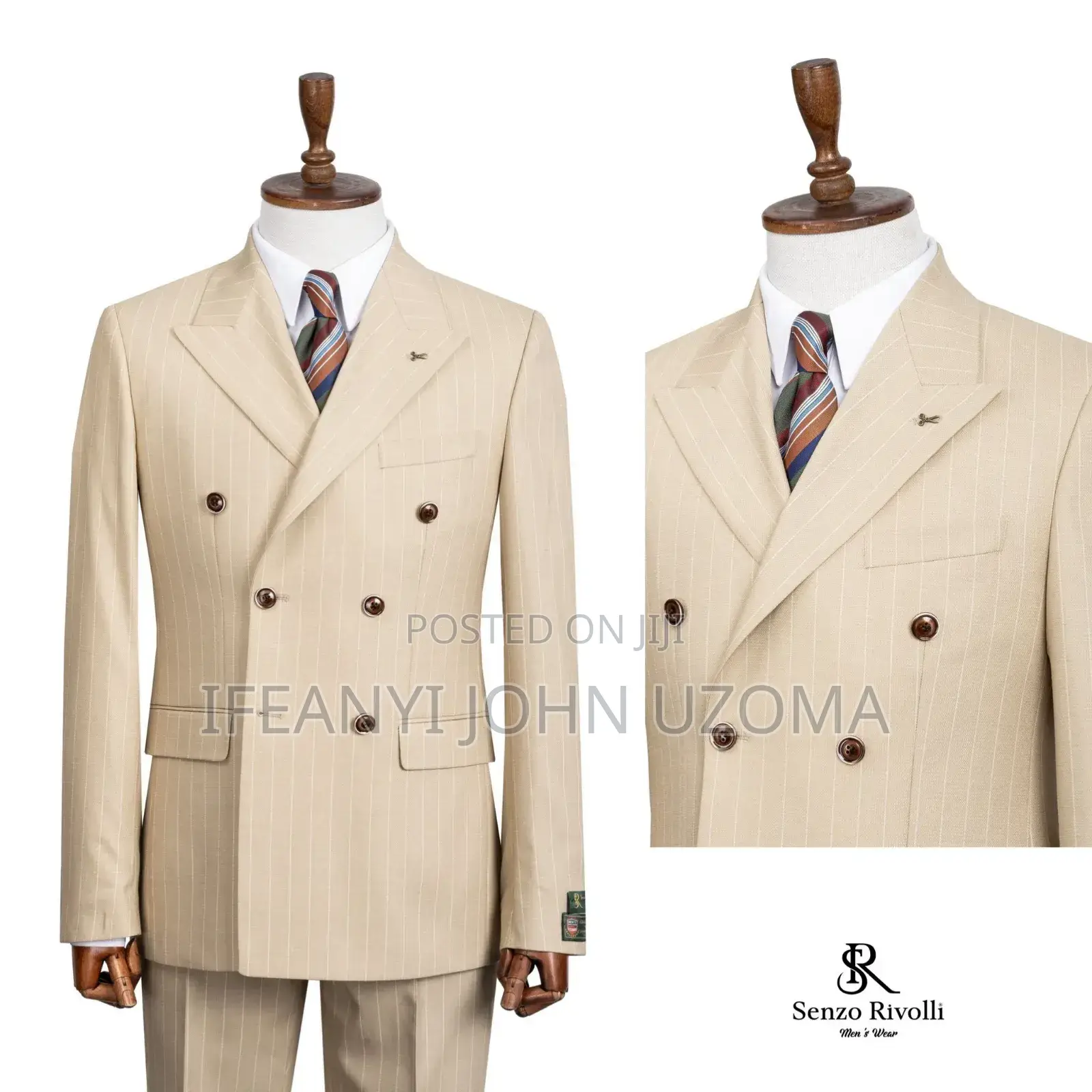 Good Double Breasted Stribe Men Suit