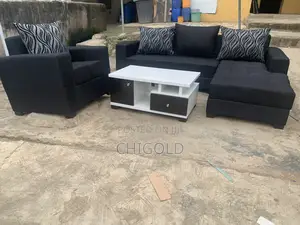 Black L Shaped With Table Is Available to Pick