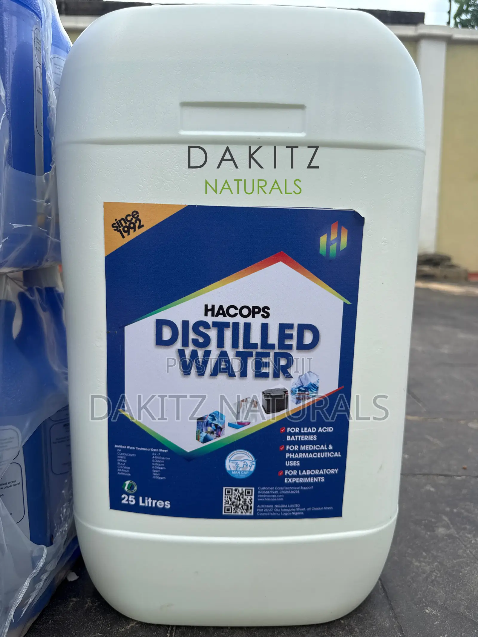 Hacops Distilled Water 25liters
