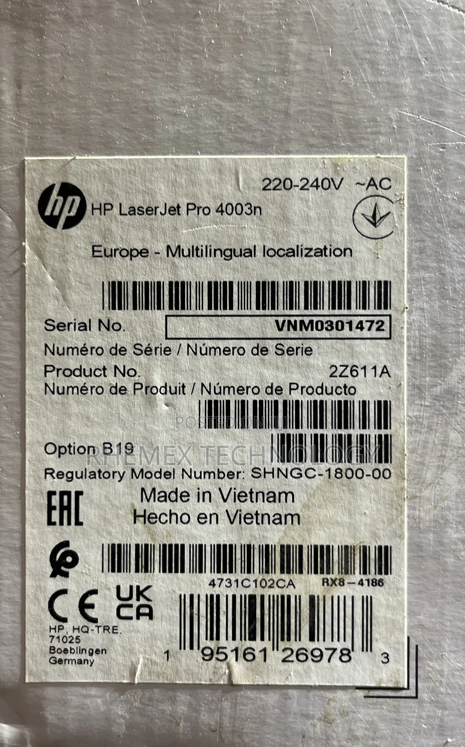 Hp Laserjet Pro 4003n Monochrome Printer