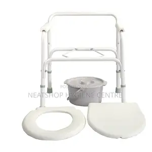 Powder Coated Steel Commode Chair With Plastic Armrest