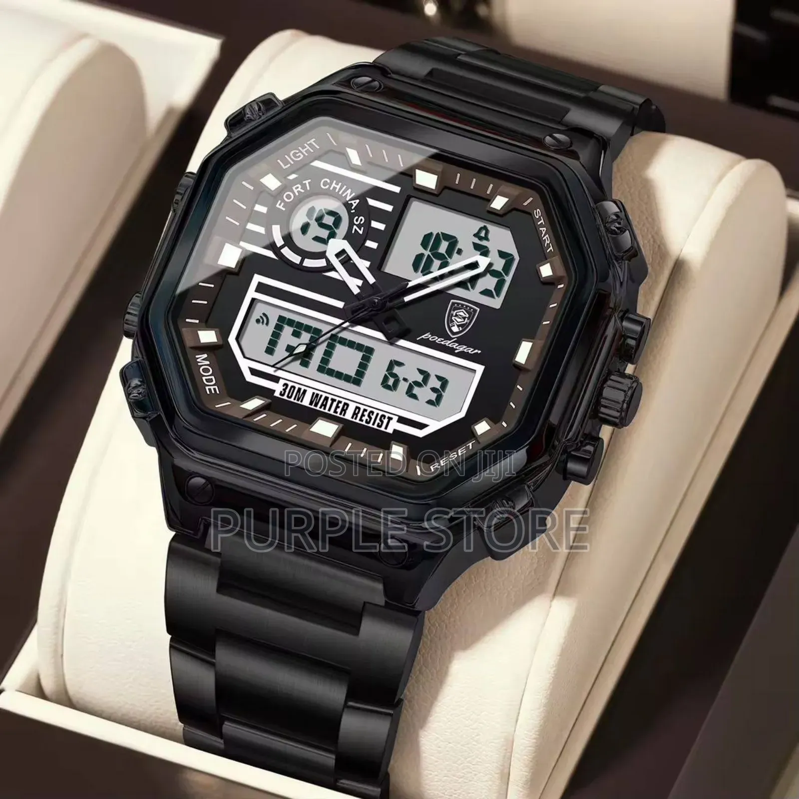 Poedagar Digital and Analog Multi Time Watch