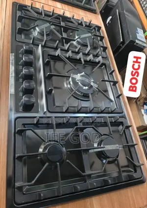 Original Bosch 90x60cm Inbuilt 5 Burners Gas Cooker Black Stainless