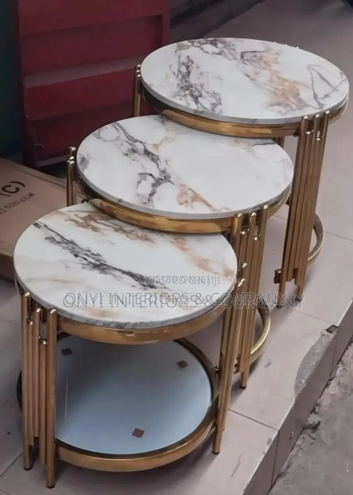 3 in 1 Extendable Marble Side Table