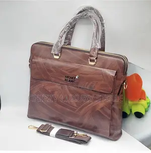 Mont Blanc Quality Luxury Men Genuine Leather Laptop Bag