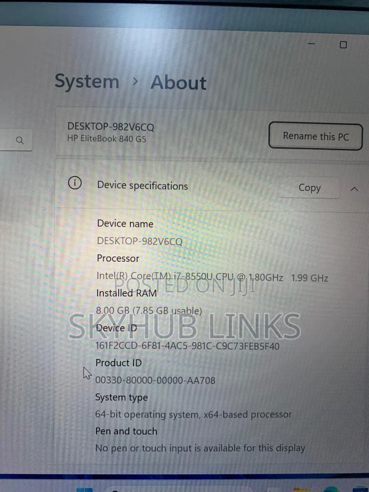 Laptop HP EliteBook 840 G5 8GB Intel Core i7 SSD 256GB