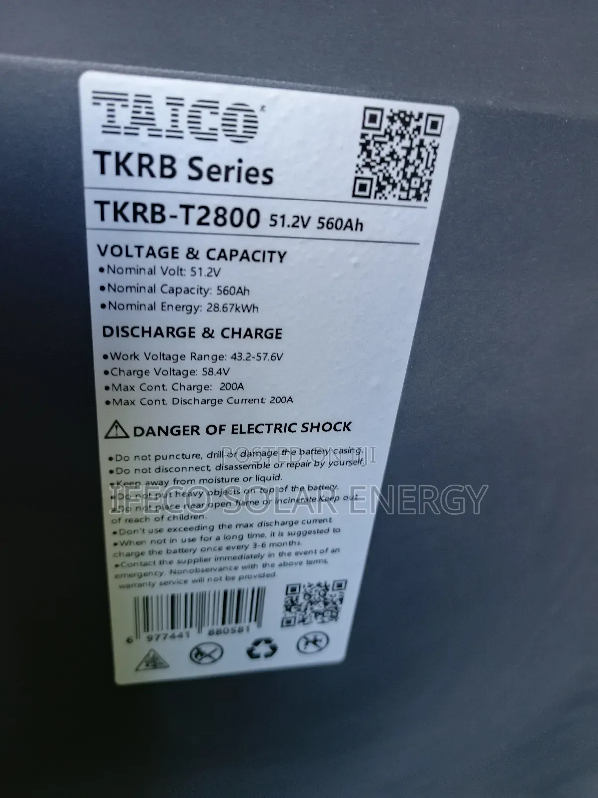 Taico Battery 28kwh 48v