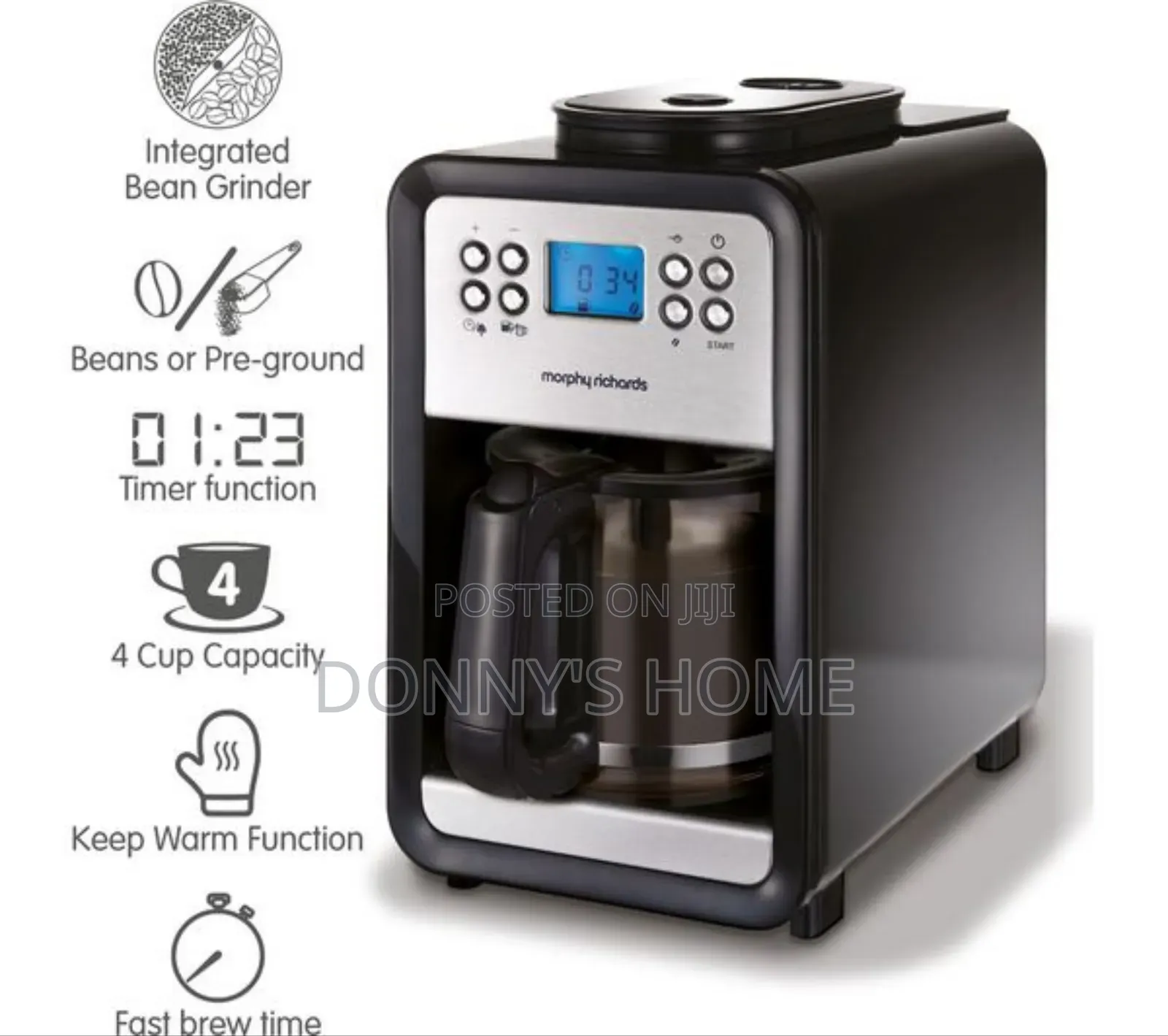 Morphy Richards Grind Brew Bean Cup Filter Coffee Machine