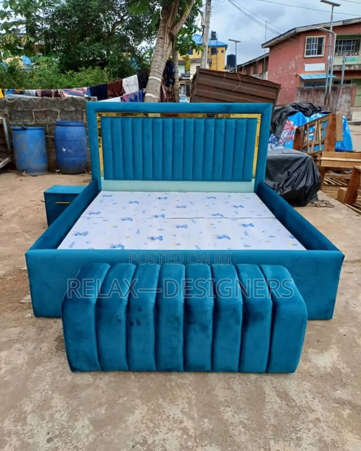 Blue Gold Bed 