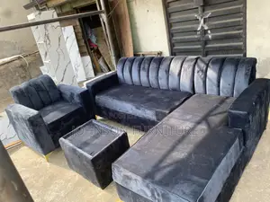 Luxury 6-Seater Velvet L-Shaped Sofa Set With Single Chair
