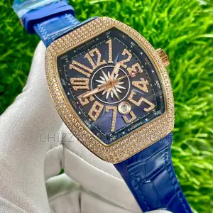 Franck Muller Quality Men Iced Genuine Leather Wristwatch