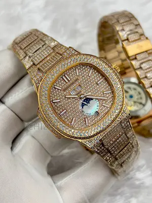 Patek Philippe Quality Luxury Men Ices Chain Strap Wristwatch