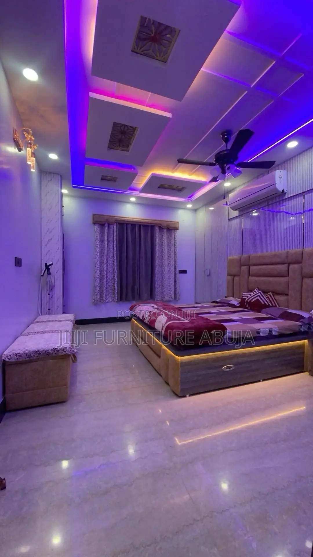 Horizontal Brown Padded Bed 
