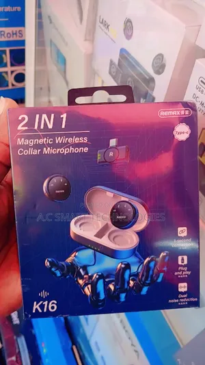  Remax 2 In1 Noise Cancelling Magnetic Wireless Collar Microphone