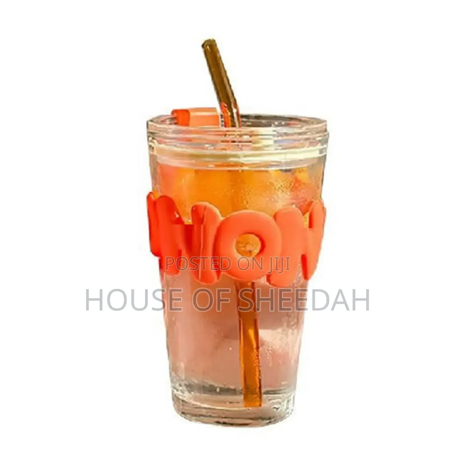 450ml Letter Straw Glass Cup
