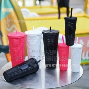 3pcs Double Durian Large Capacity Straw Plastic Cup