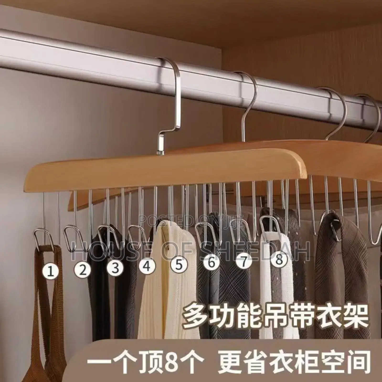 3pcs Multi-Hook Wooden Hanger