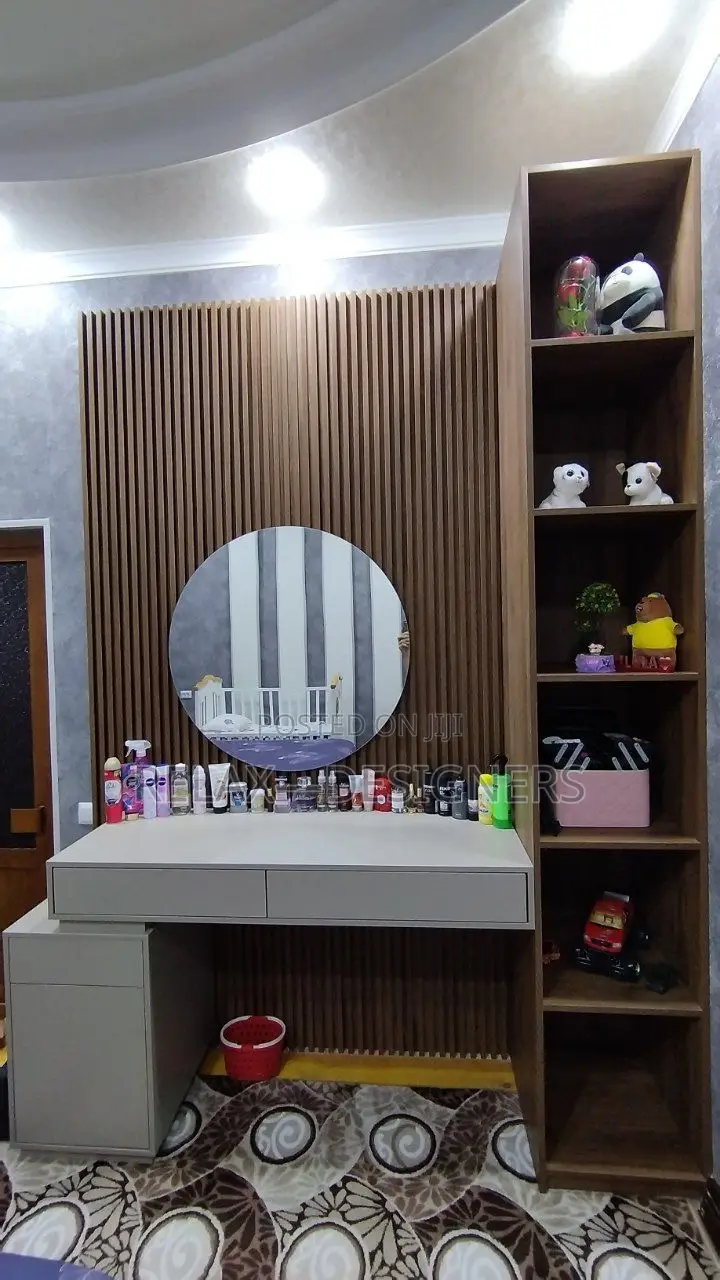 Vanity Set With Side Shelf Oval Mirror 