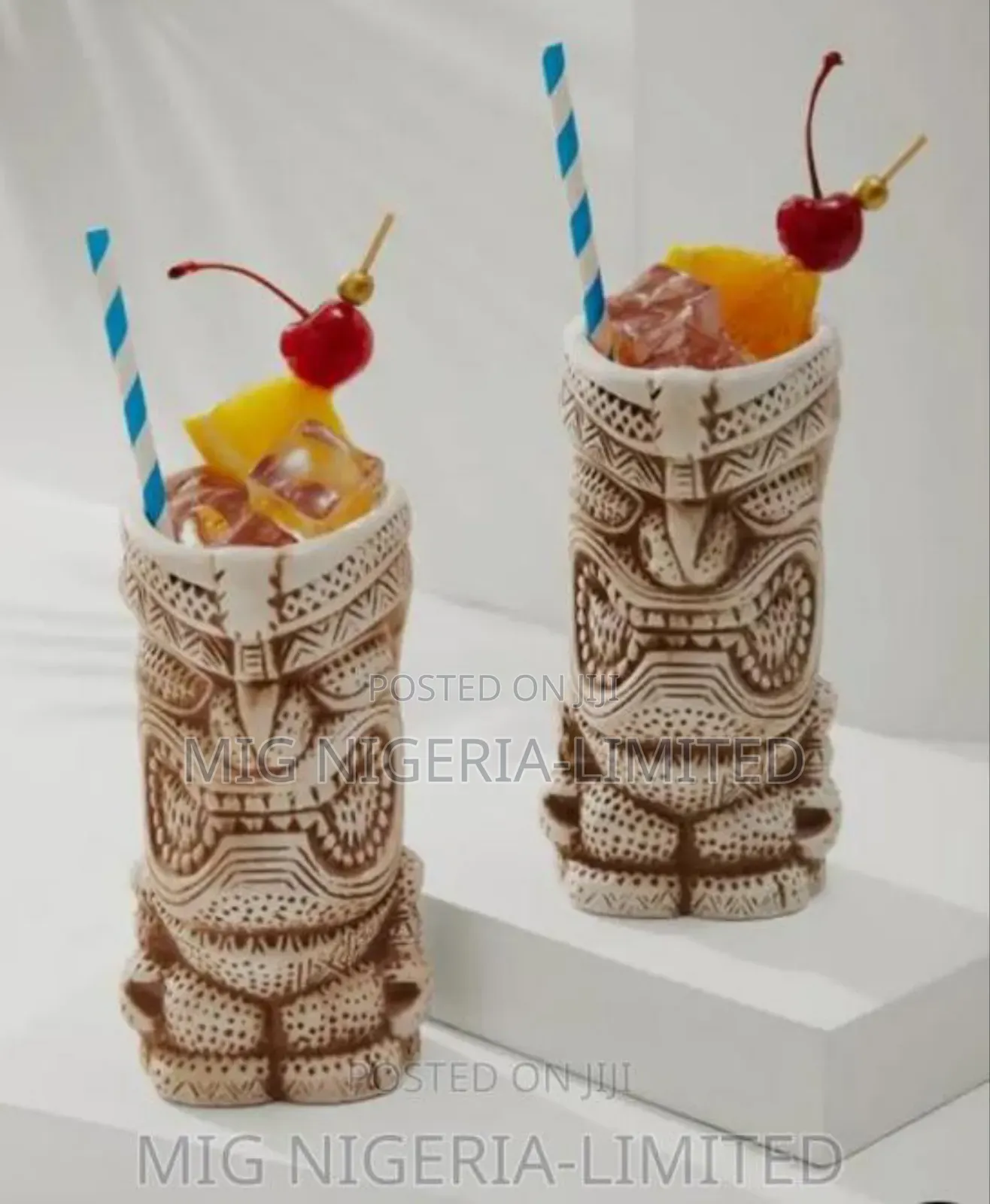 1pc Ceramic Tiki Mug for Tropical Cocktail