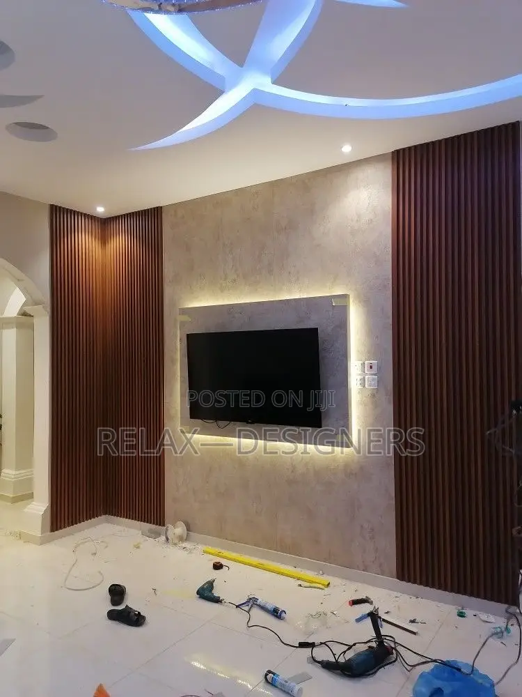 Brown and Cream Tv Console 