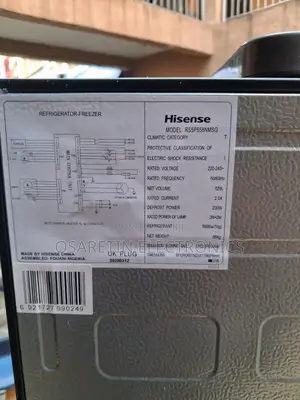 Hisense Side by Side Door Refrigerator Inverter One Year Warranty