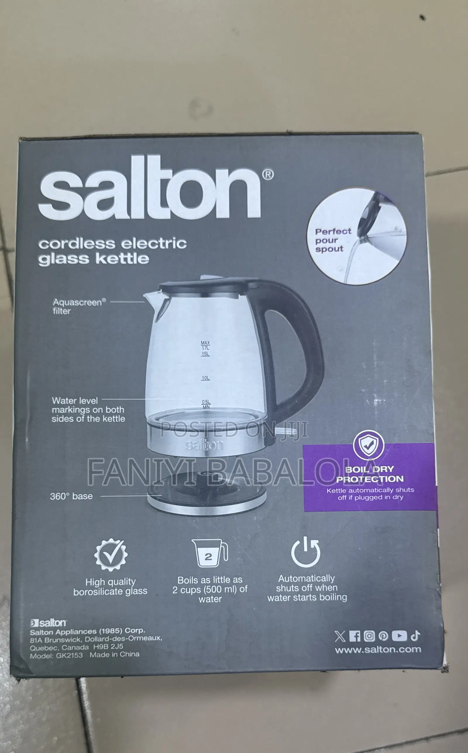 Glass Kettle Salton Compact Cordless