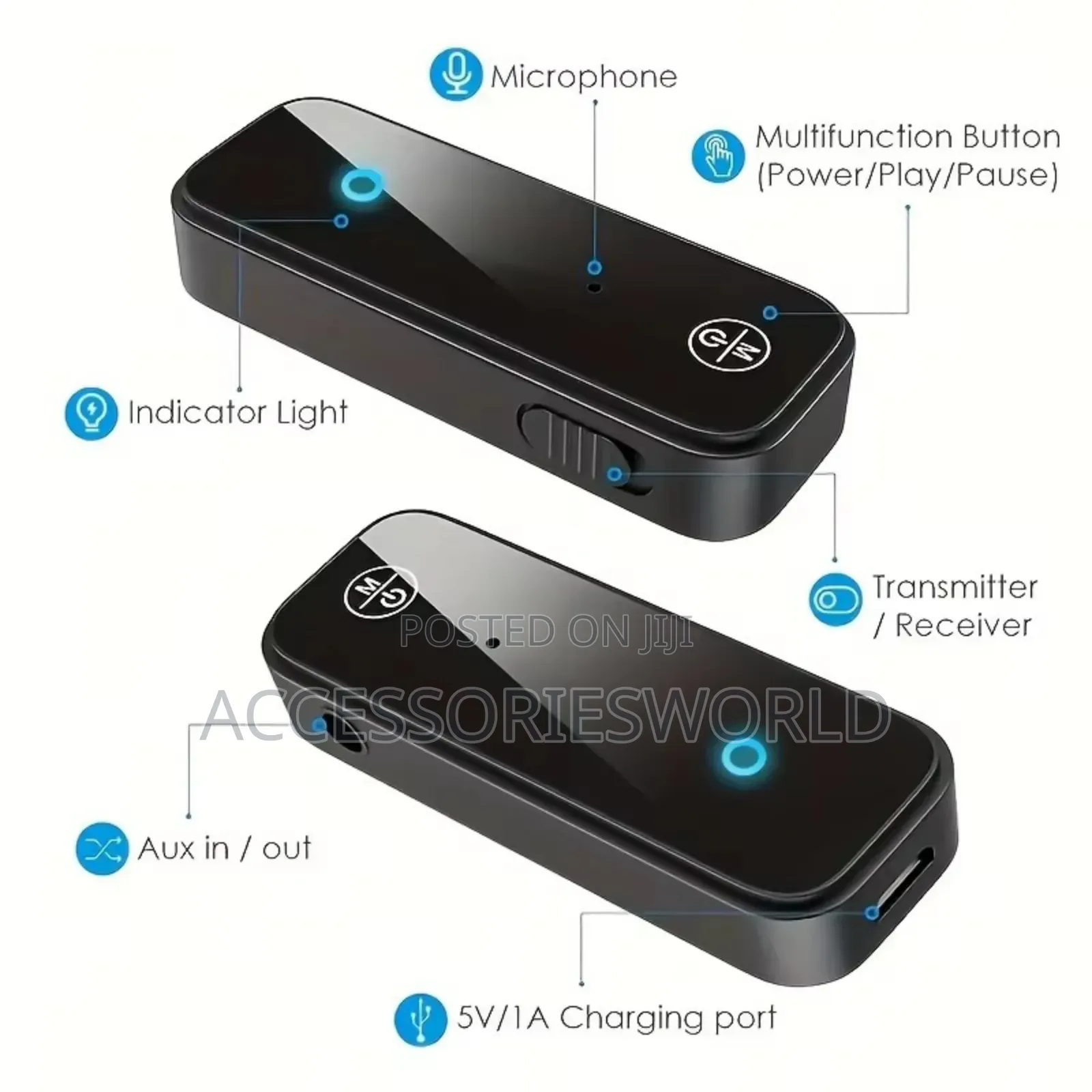 2 in 1 Car Wireless Aux Bluetooth Receiver Transmitter Adapter