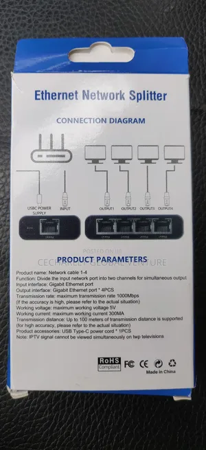1 to 4 Rj45 Network Splitter (1000mbps