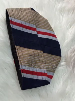 Men's Quality Blue Strip Traditional Aso Oke Cap