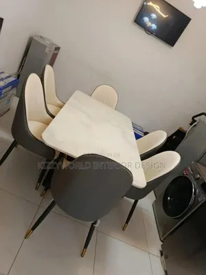 Marble Dining Table by 6 Chairs.