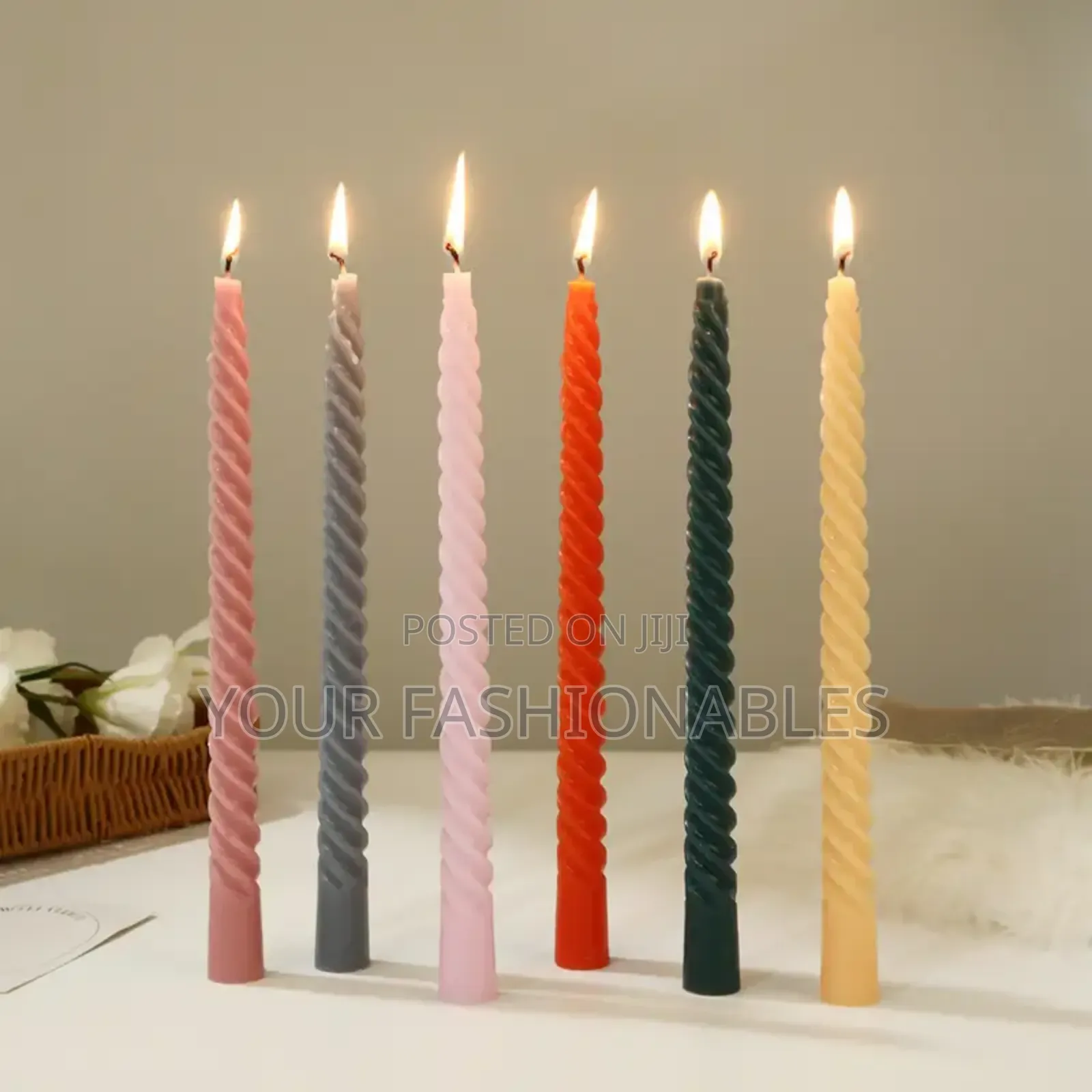 Set of Colour Gradient Spiral Long Candle