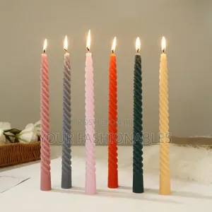 Set of Colour Gradient Spiral Long Candle